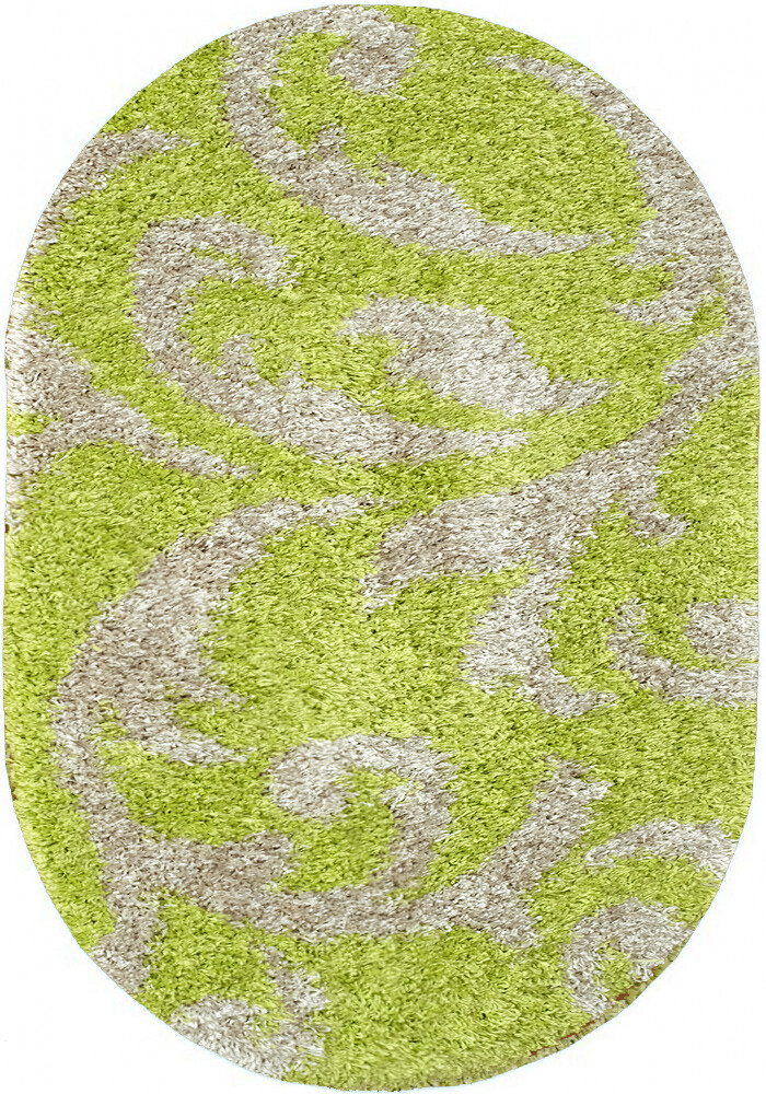 Зелений килим з довгим ворсом loca 9161a l.green овал