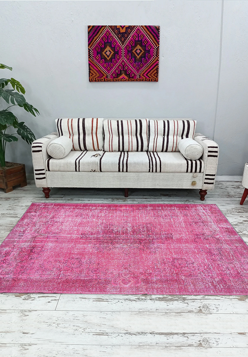 Вовняний килим ручної роботи Килим ручної роботи Colored Vintage 04 dark pink