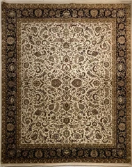 Вовняний килим ручної роботи Килим ручної роботи Kashmir 02 cream-black