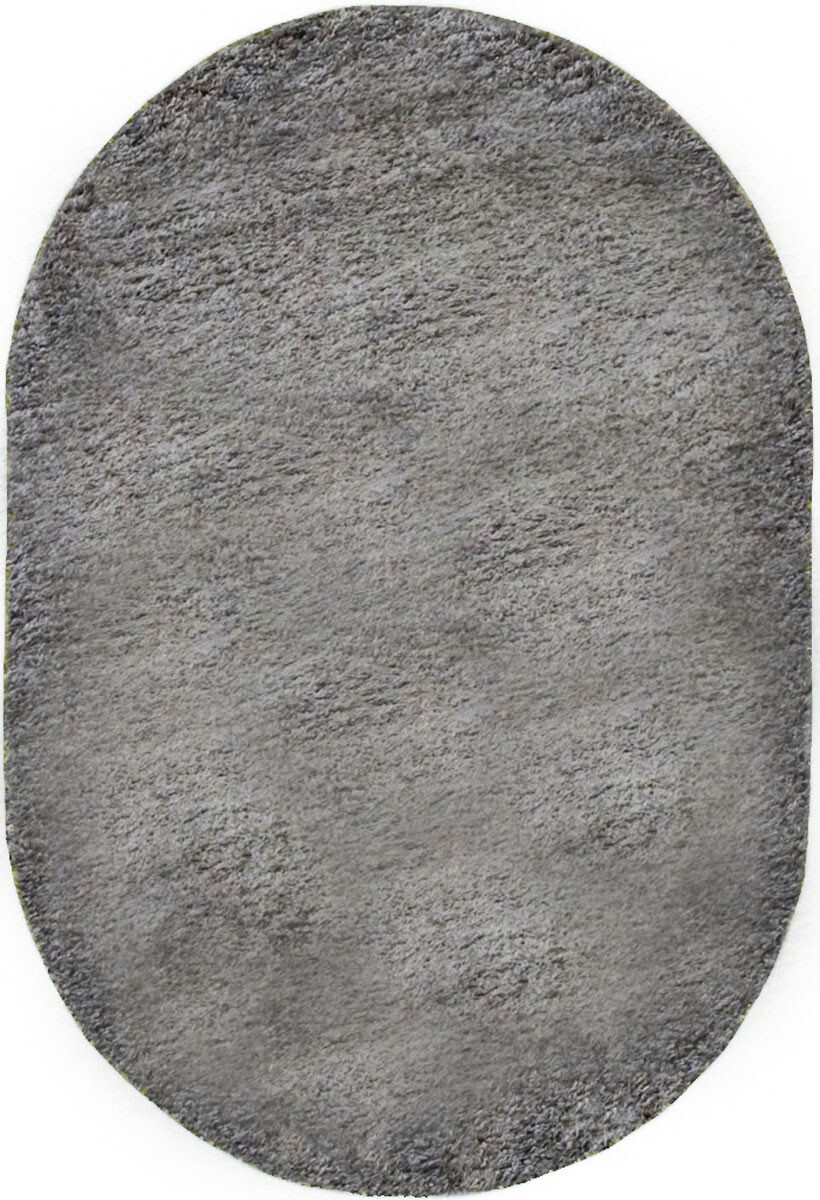 Серый ковер с длинным ворсом loca 6365a l.gray овал