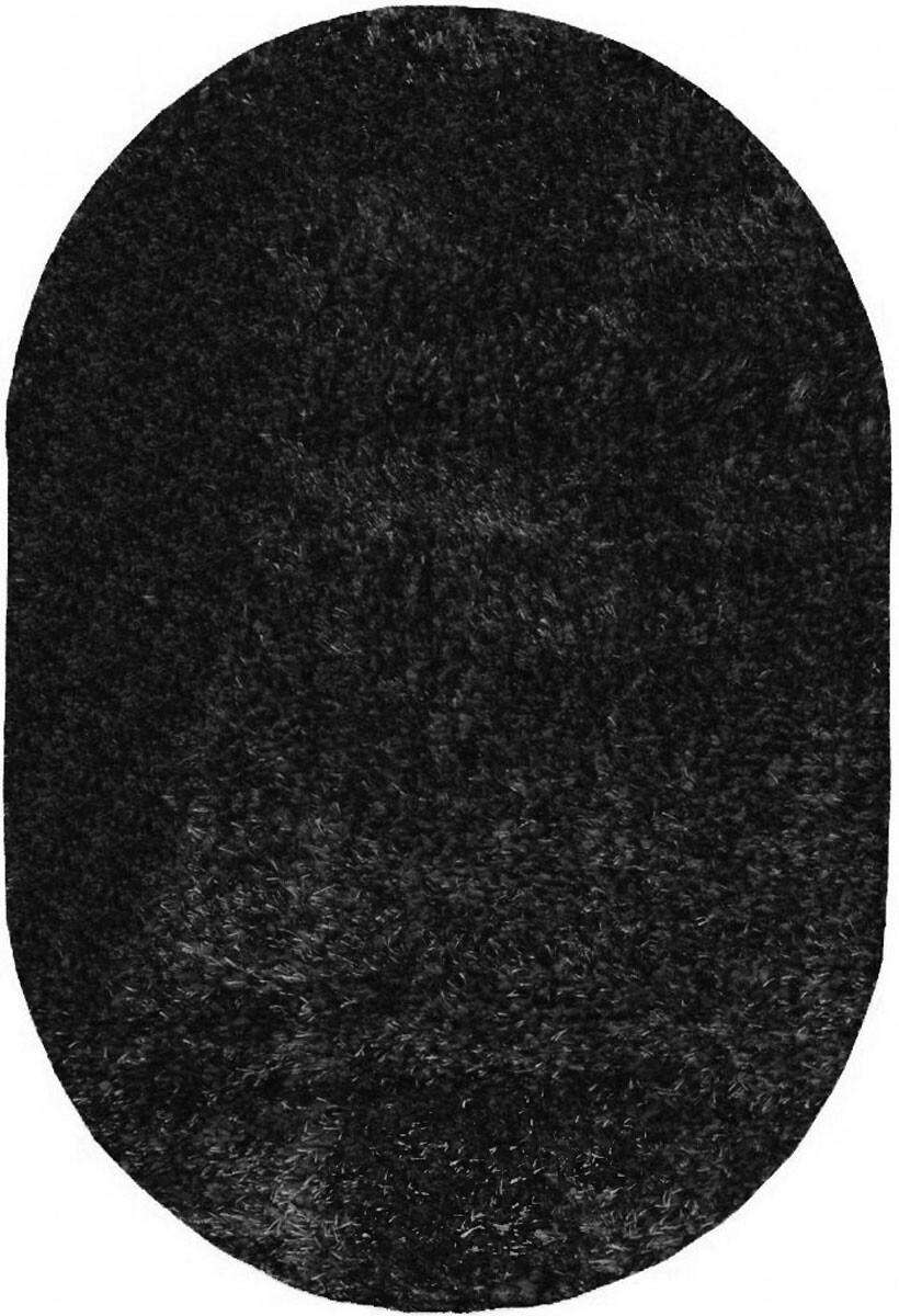 Чорний килим з високим ворсом puffy 4b s001a black овал
