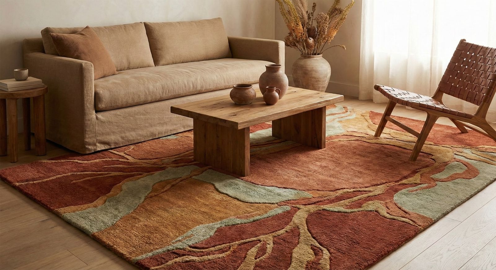 Килим у теракотових та земляних відтінках