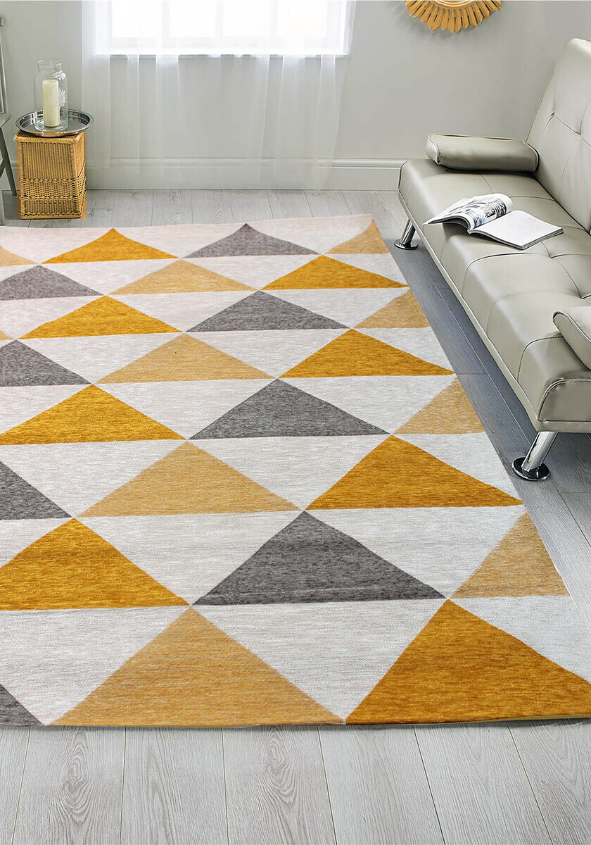 Безворсовий килим Almina 131701 grey-yellow