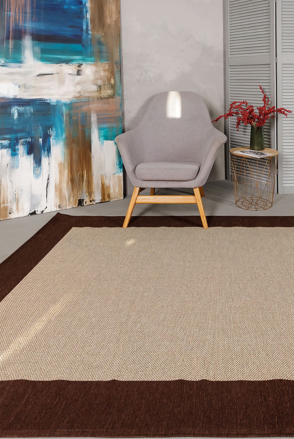 Коричневий безворсовий килим almina 149400 beige