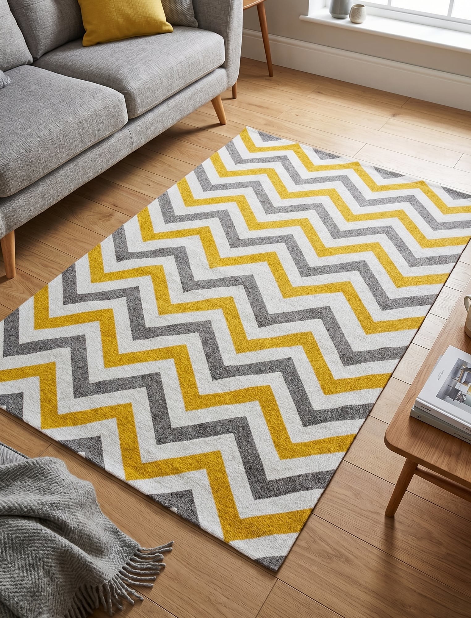 Безворсовий килим Almina 131700 grey-yellow