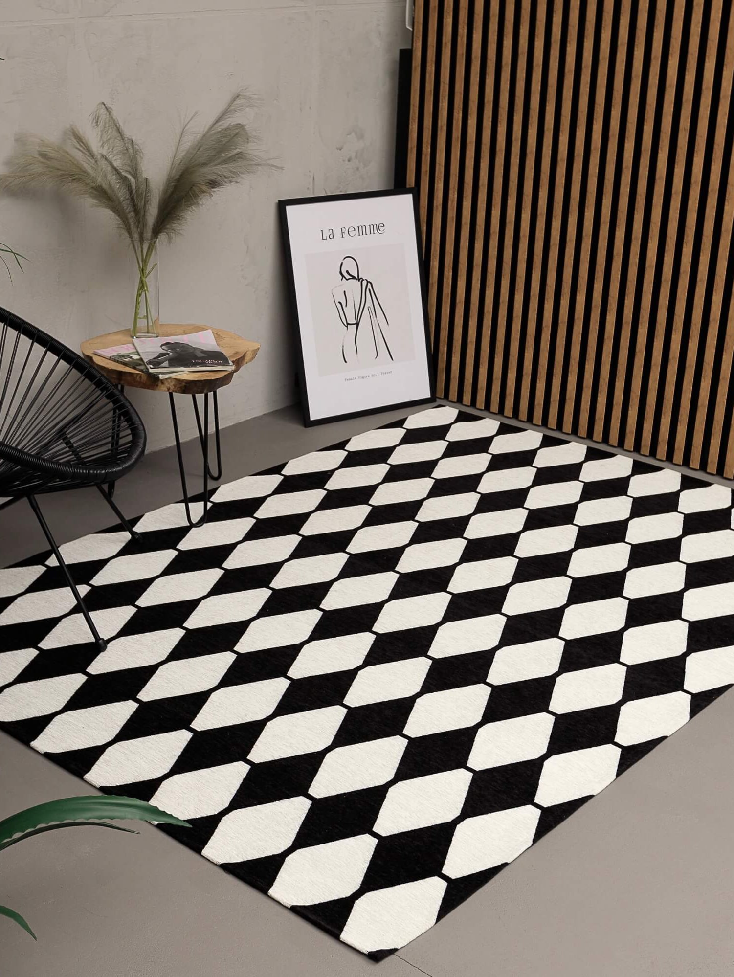 Безворсовий килим Almina 126702 black-white