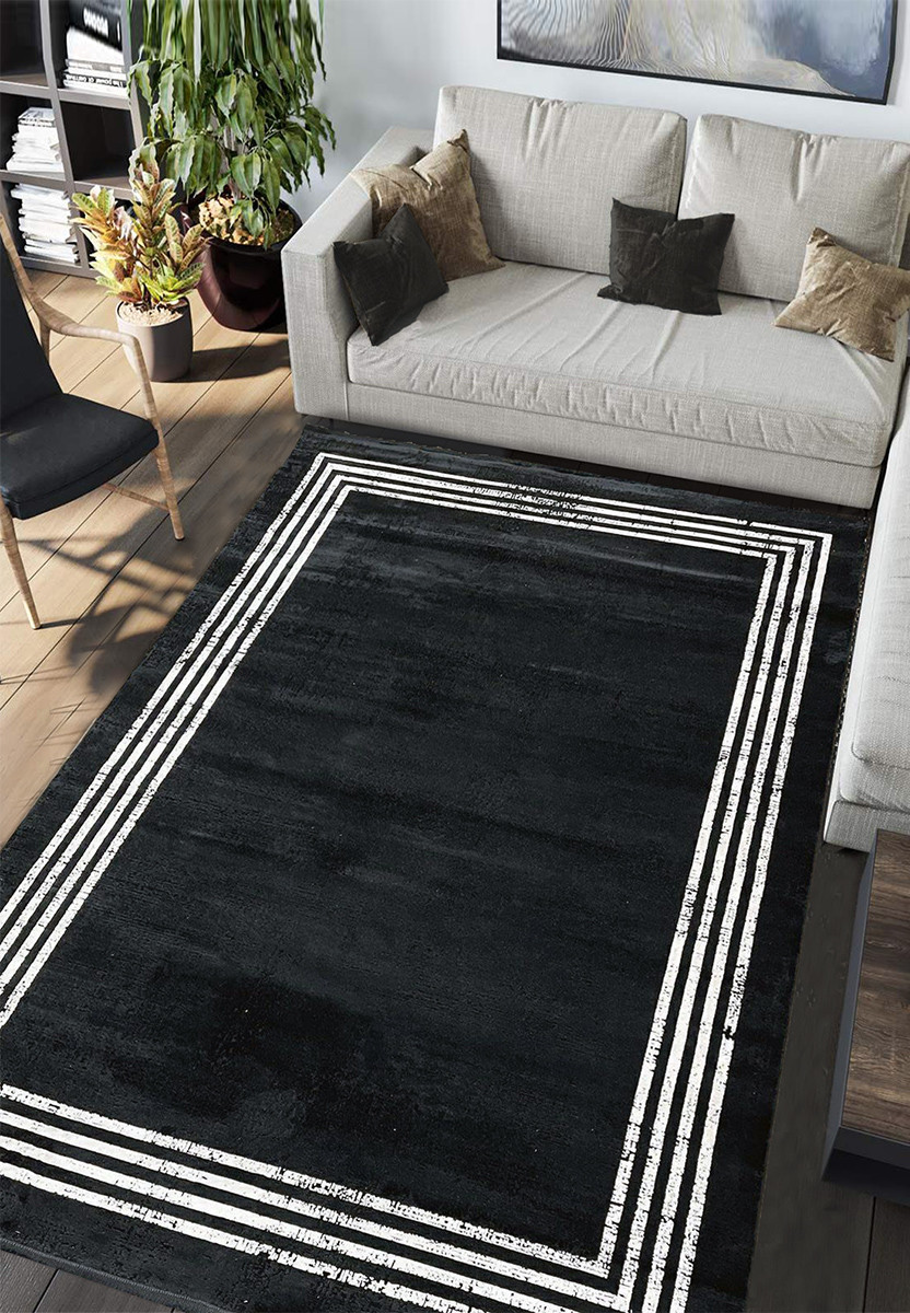 Чорний килим з віскози couture 0870a black
