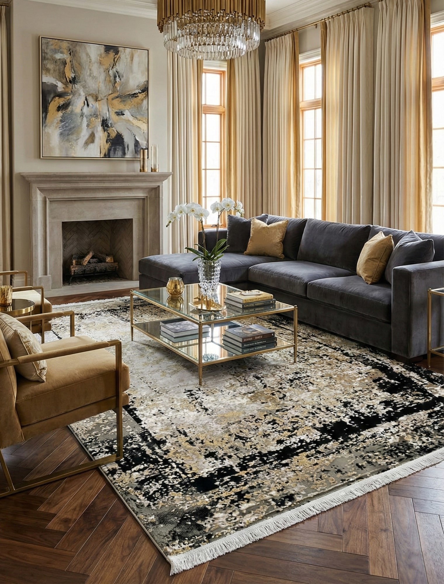 Килим з віскози Cornelia 18353 dark grey