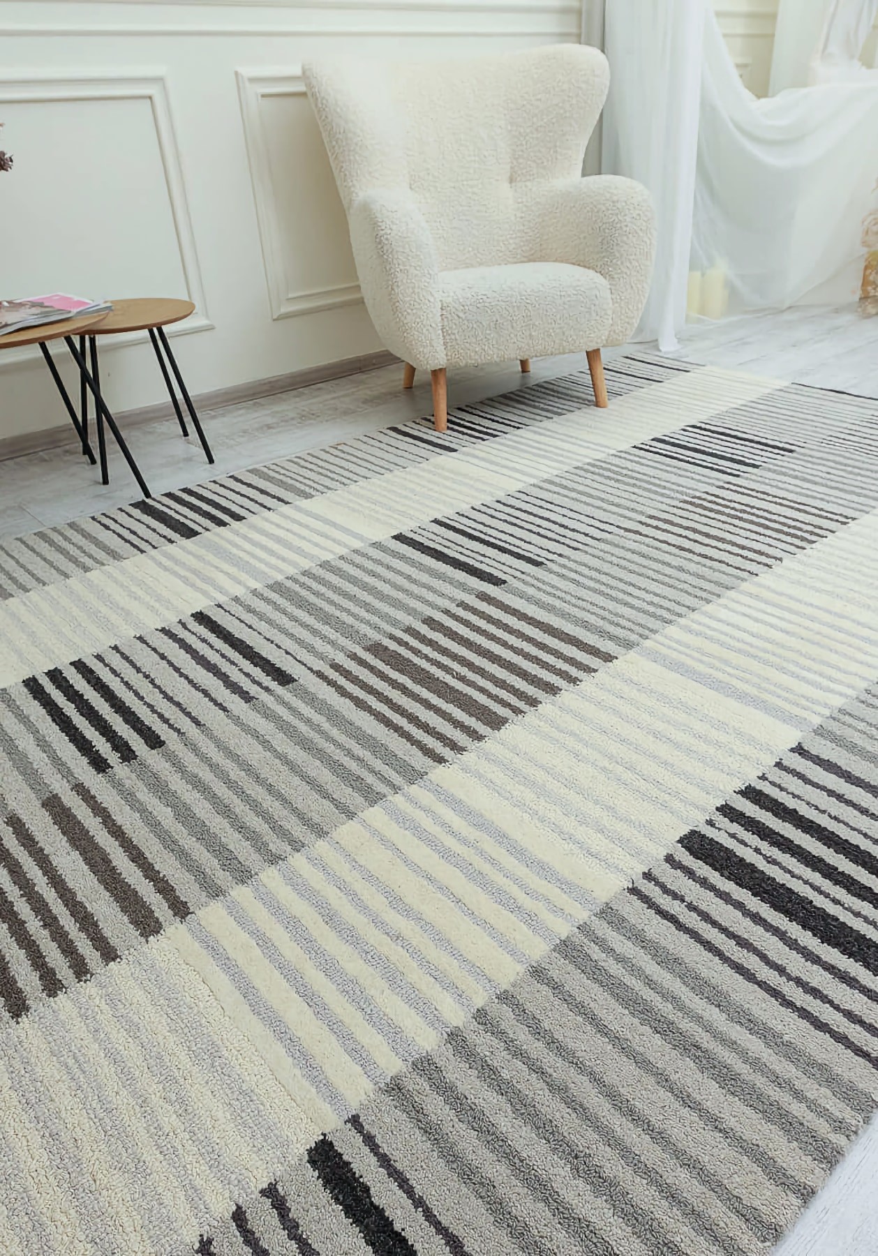 Вовняний килим Hand Tufted - Panache block stripe ivory-grey