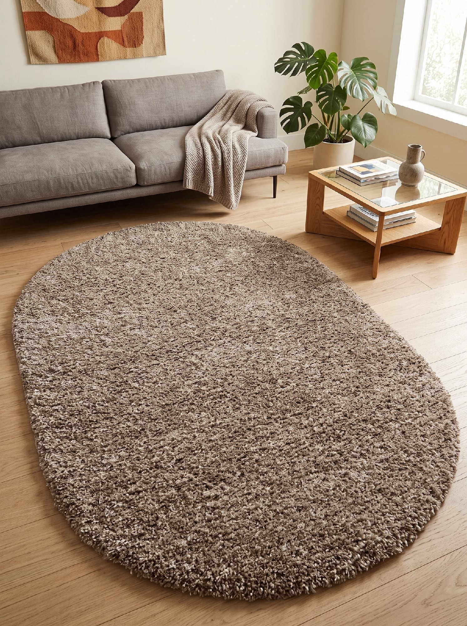 Килим з високим ворсом Himalaya 8206A milky-brown овал