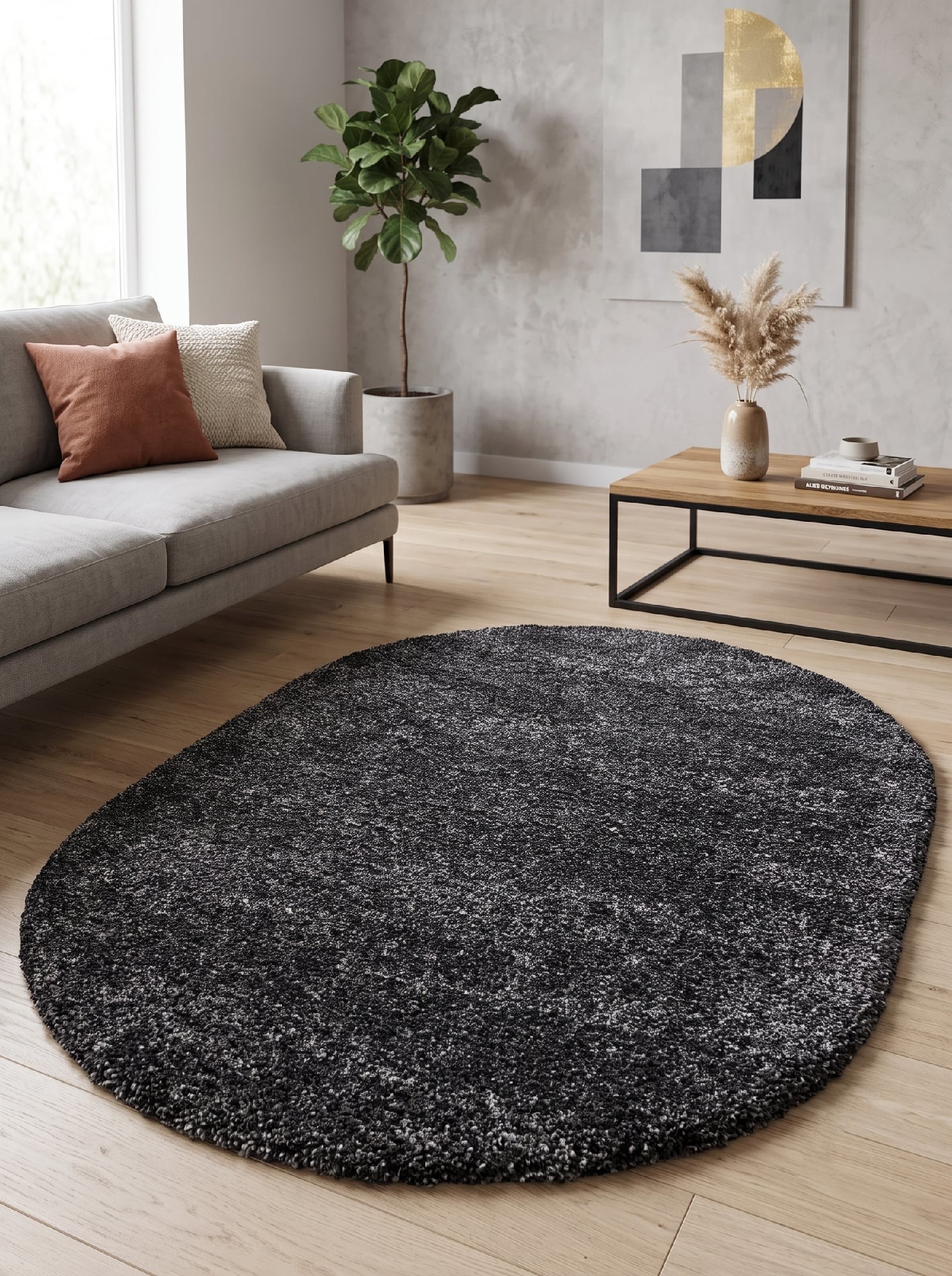 Килим з високим ворсом Himalaya 8206D anthracite овал
