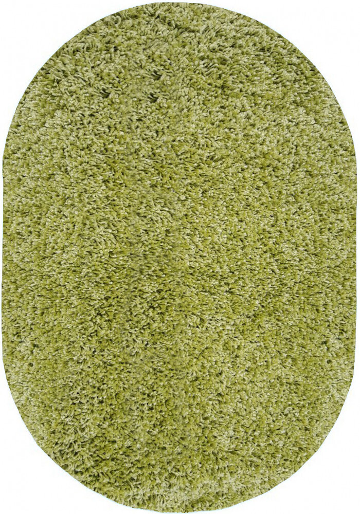 Зелений килим з довгим ворсом loca 6365a l-green овал