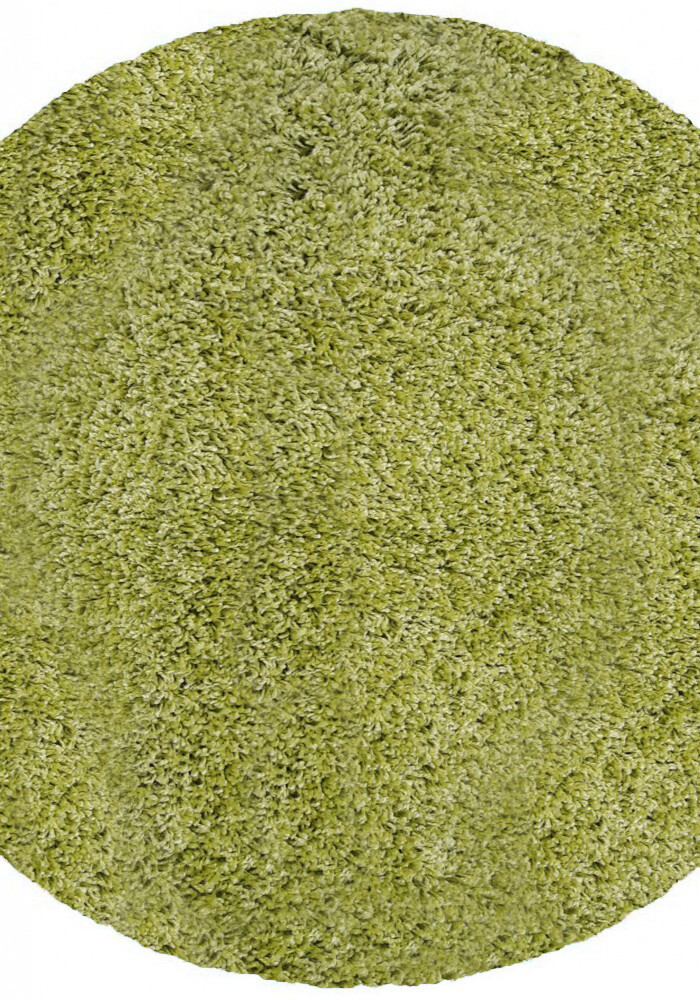 Зелений килим з довгим ворсом loca 6365a l.green круг