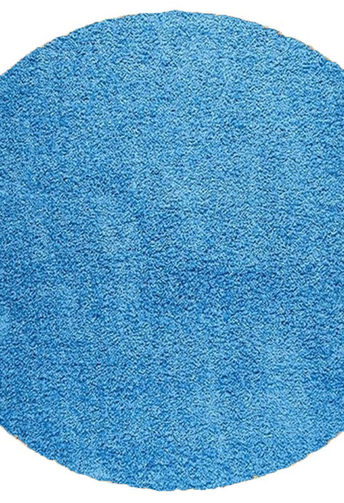 Синій килим з довгим ворсом loca 6365a blue круг