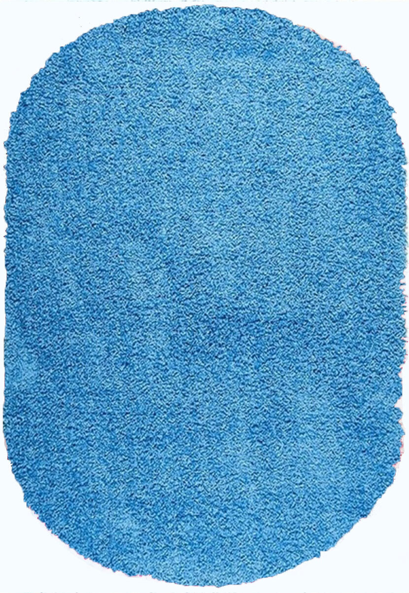 Синий ковер с длинным ворсом loca 6365a blue овал