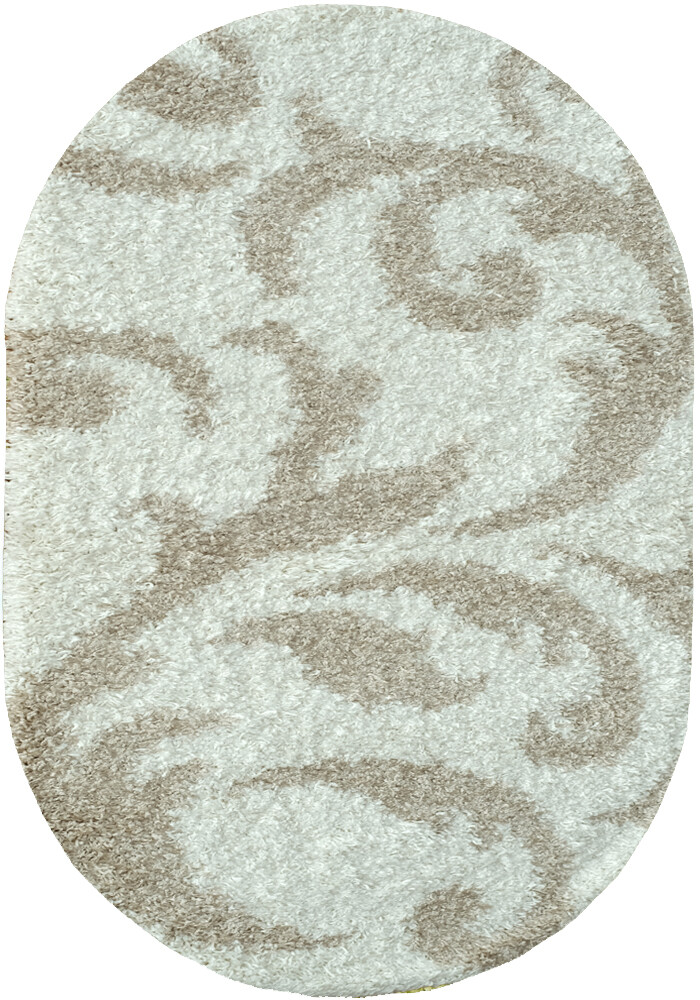 Білий килим з довгим ворсом loca 9161a cream овал