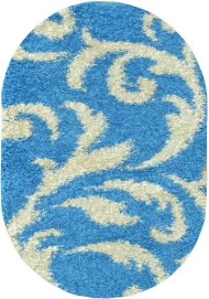 Блакитний килим з довгим ворсом loca 9161a blue овал
