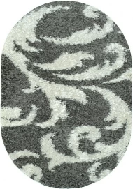 Серый ковер с длинным ворсом loca 9161a gray овал