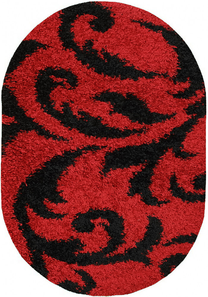 Червоний килим з довгим ворсом loca 9161a red овал