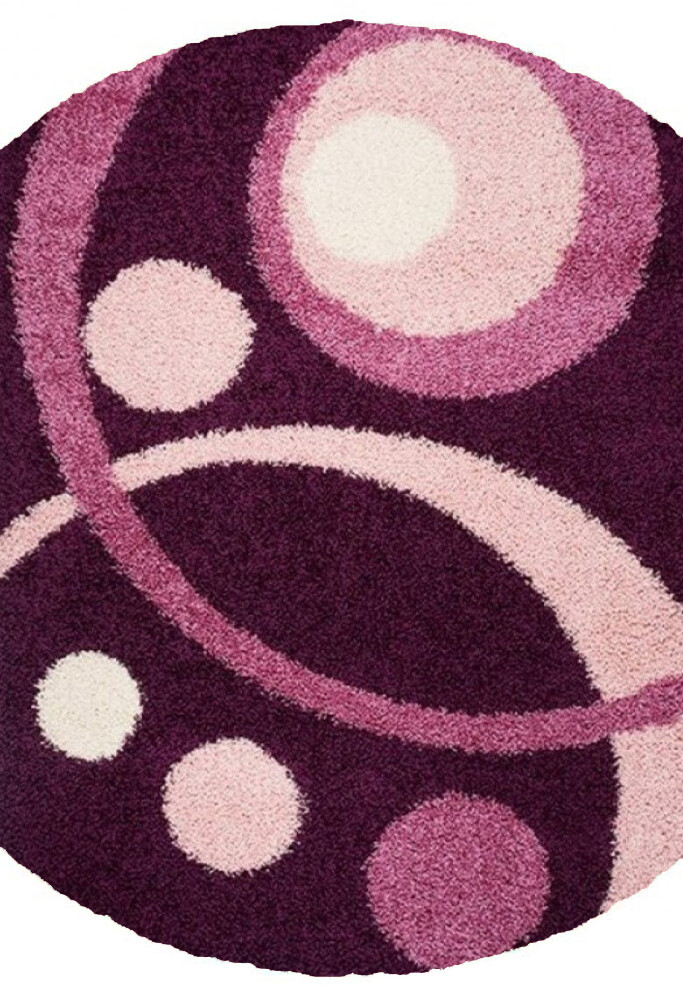 Фиолетовый ковер с длинным ворсом loca 9197a d-purple круг