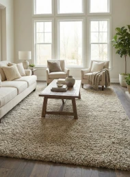 Бежевый ковер с длинным ворсом loca 6365a beige