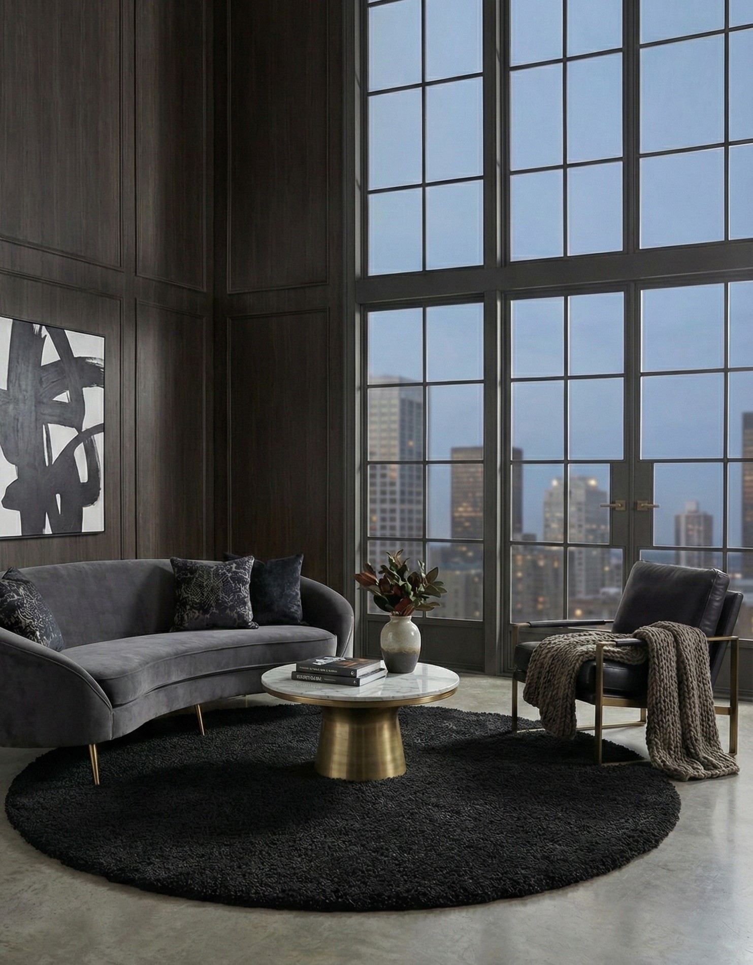 Високоворсні килими Loca 6365A black круг