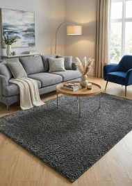 Серый ковер с длинным ворсом loca 6365a gray