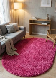 Рожевий килим з довгим ворсом loca 6365a pink овал
