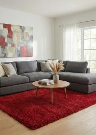 Червоний килим з довгим ворсом loca 6365a red