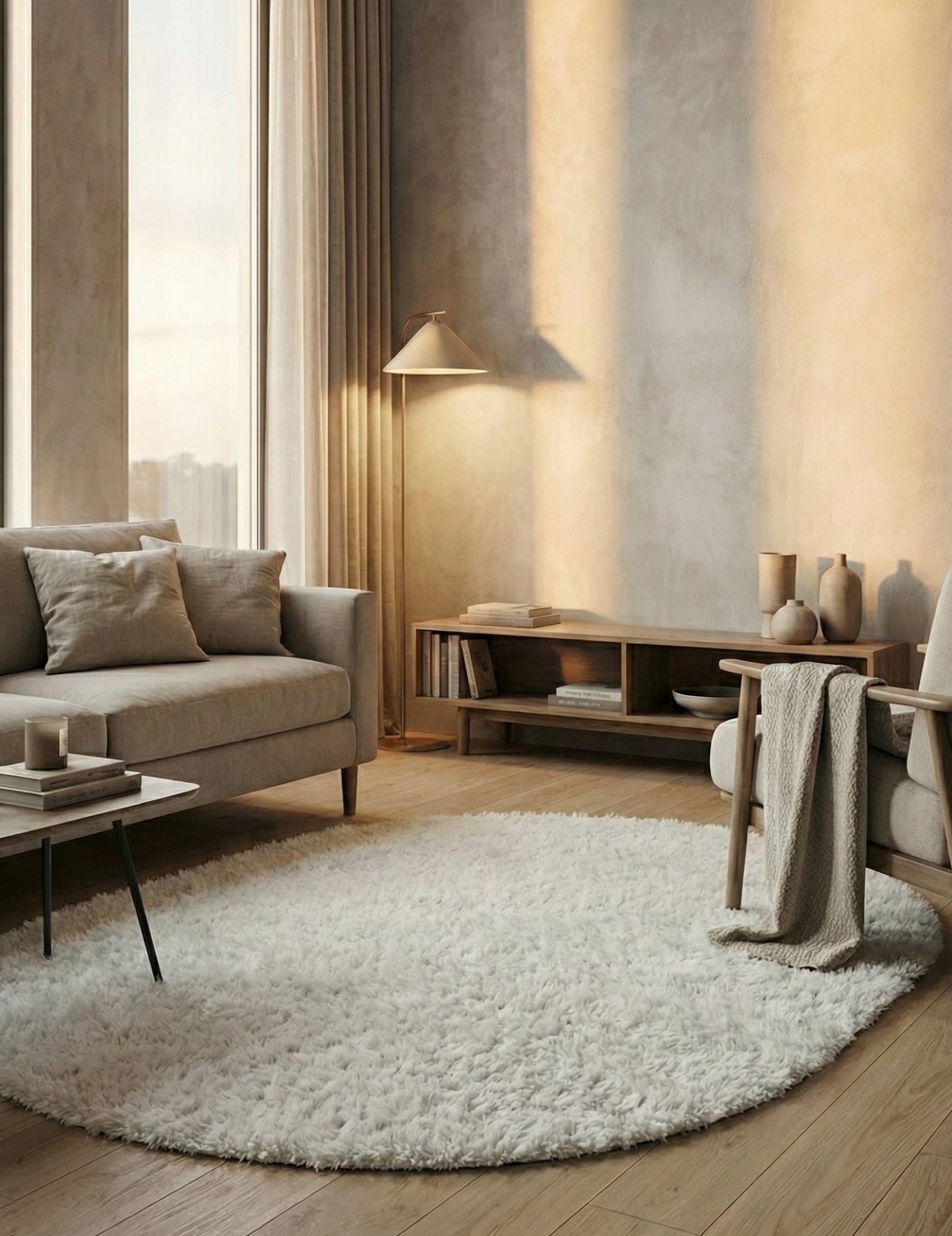 Білий килим з довгим ворсом loca 6365a white-cream овал