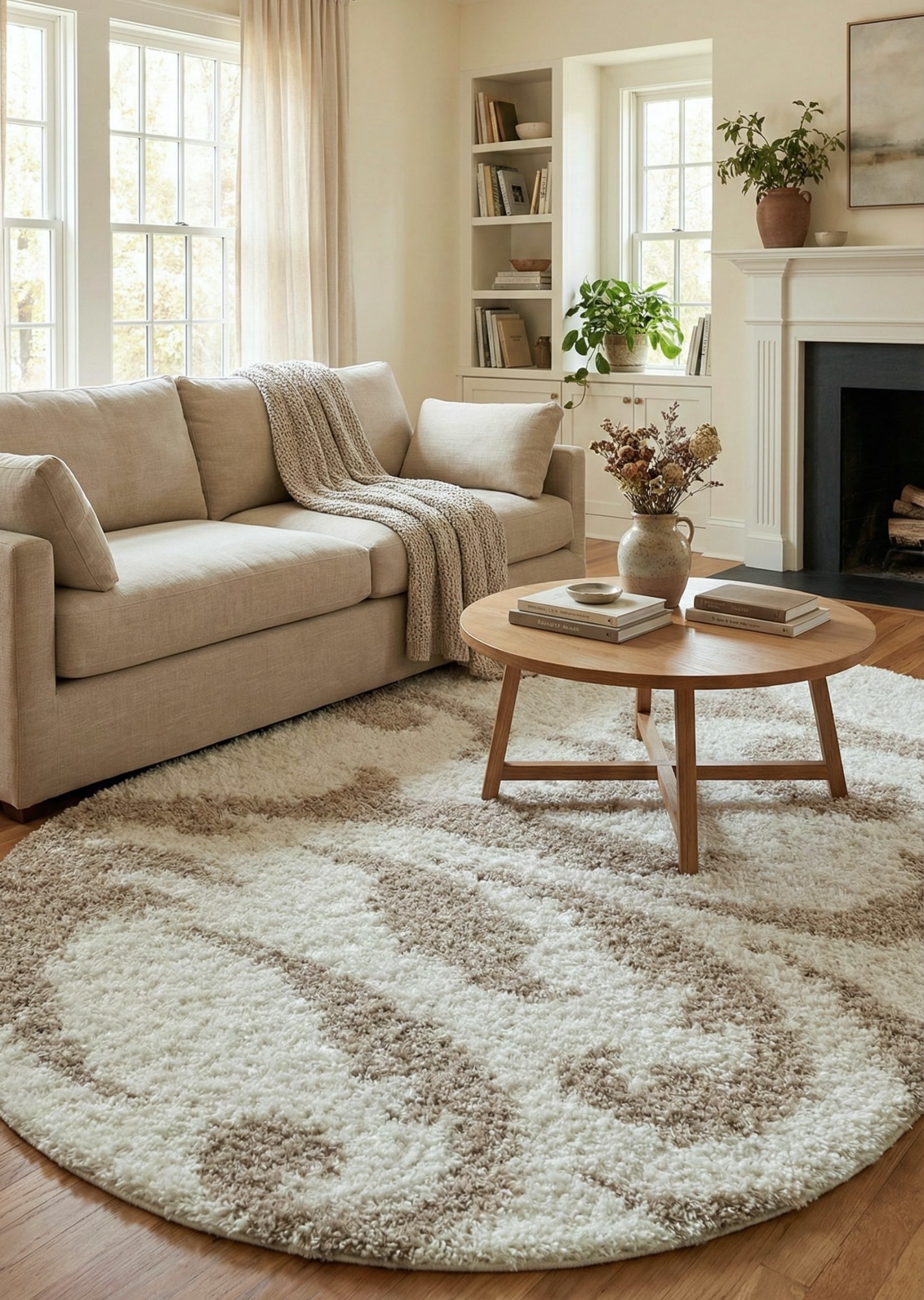 Білий килим з довгим ворсом loca 9161a cream овал