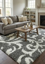 Сірий килим з довгим ворсом loca 9161a gray