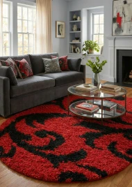 Червоний килим з довгим ворсом loca 9161a red овал