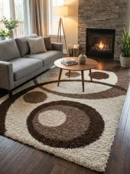 Бежевый ковер с длинным ворсом loca 9197a cream