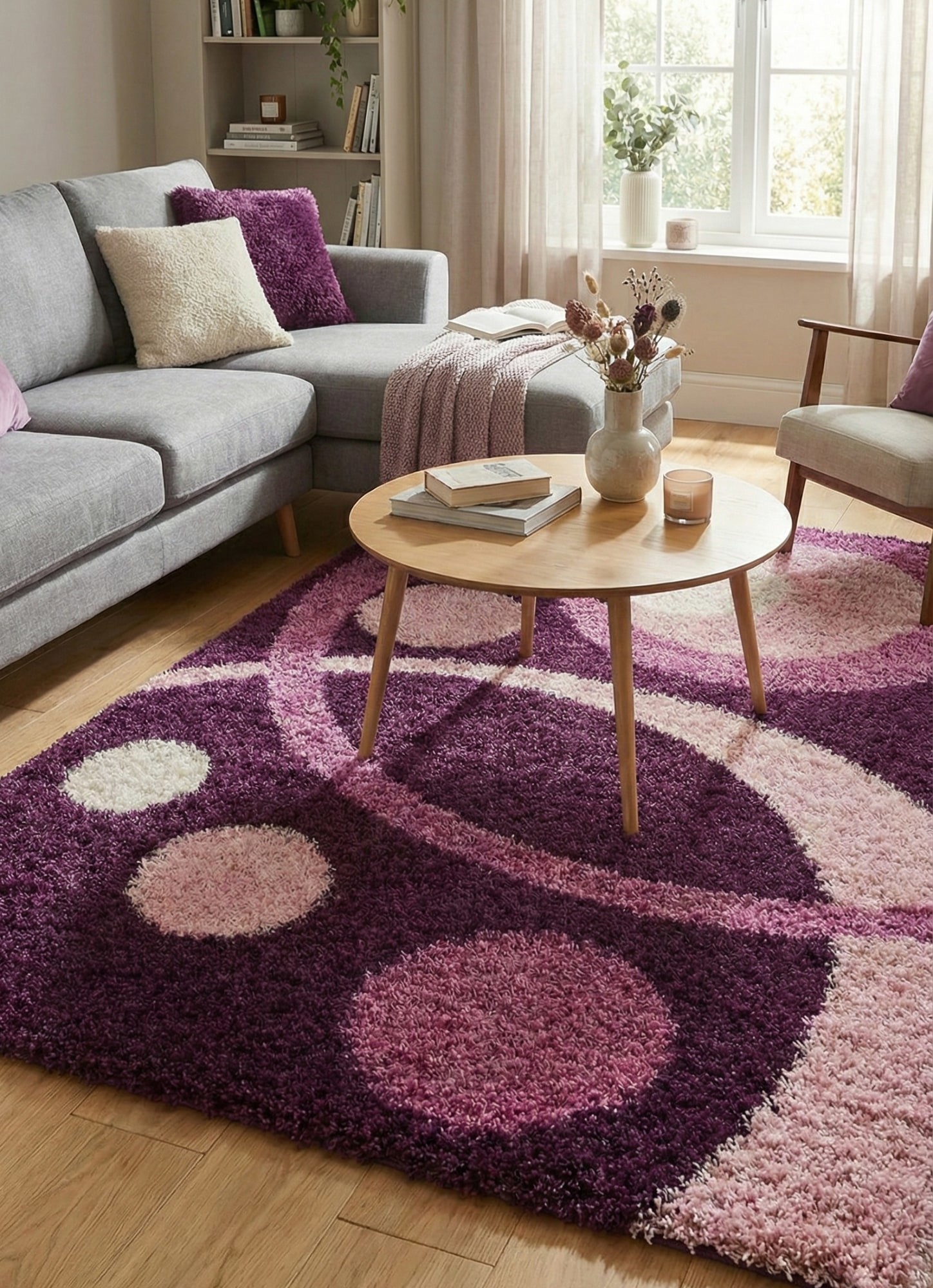 Фіолетовий килим з довгим ворсом loca 9197a d.purple