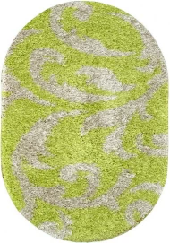 Зелений килим з довгим ворсом loca 9161a l-green овал