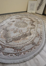 Синтетические ковры Salsa d557a beige-grey овал