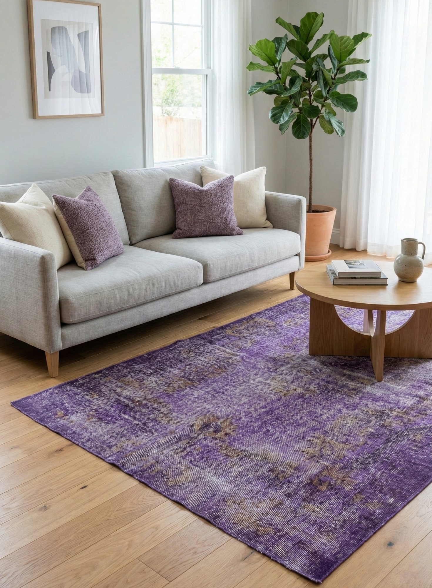 Вовняний килим ручної роботи Килим ручної роботи Colored Vintage 05 violet