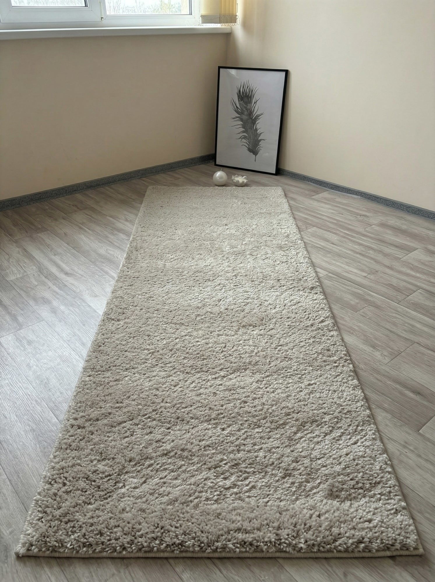 Килимова доріжка на відріз Доріжка Shaggy Roco beige