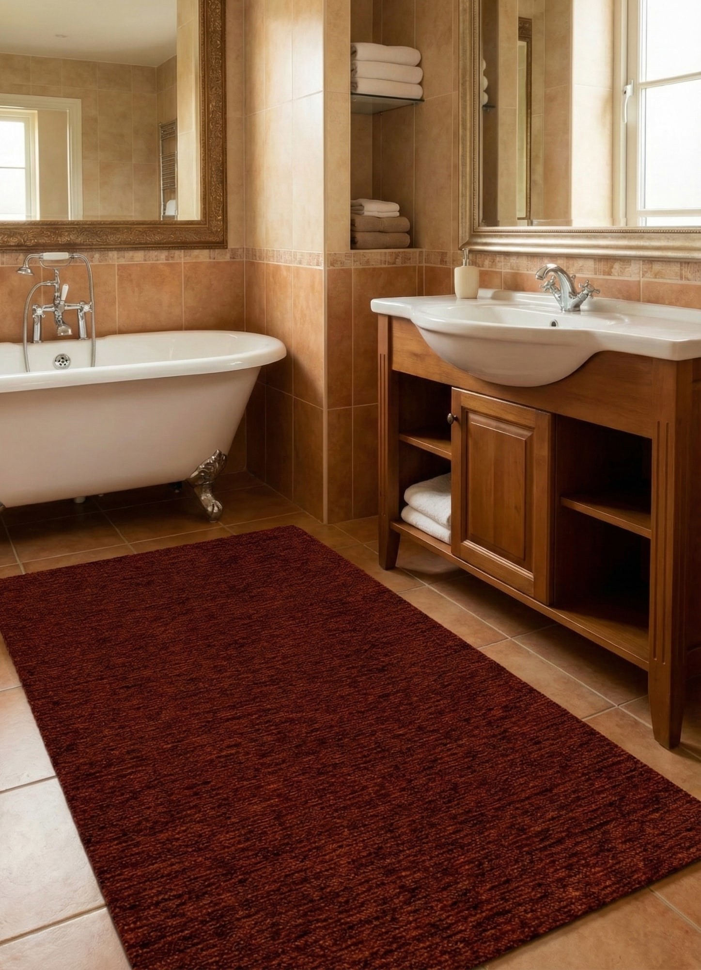 Коричневий безворсовий килим laos 218