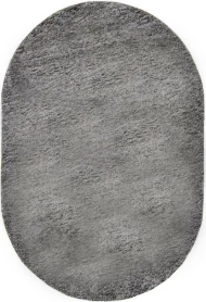Серый ковер с длинным ворсом loca 6365a l-gray овал