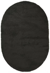 Чорний килим з довгим ворсом loca 6365a black овал