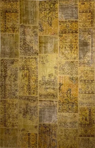 Вовняний килим ручної роботи Patchwork p3 yellow