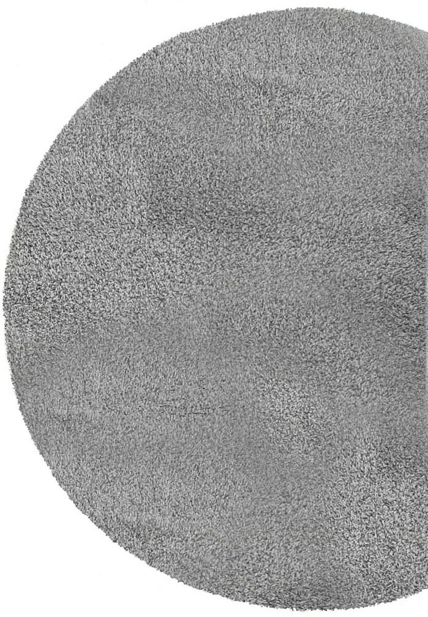 Сірий килим з високим ворсом silk shaggy 6365b silver круг