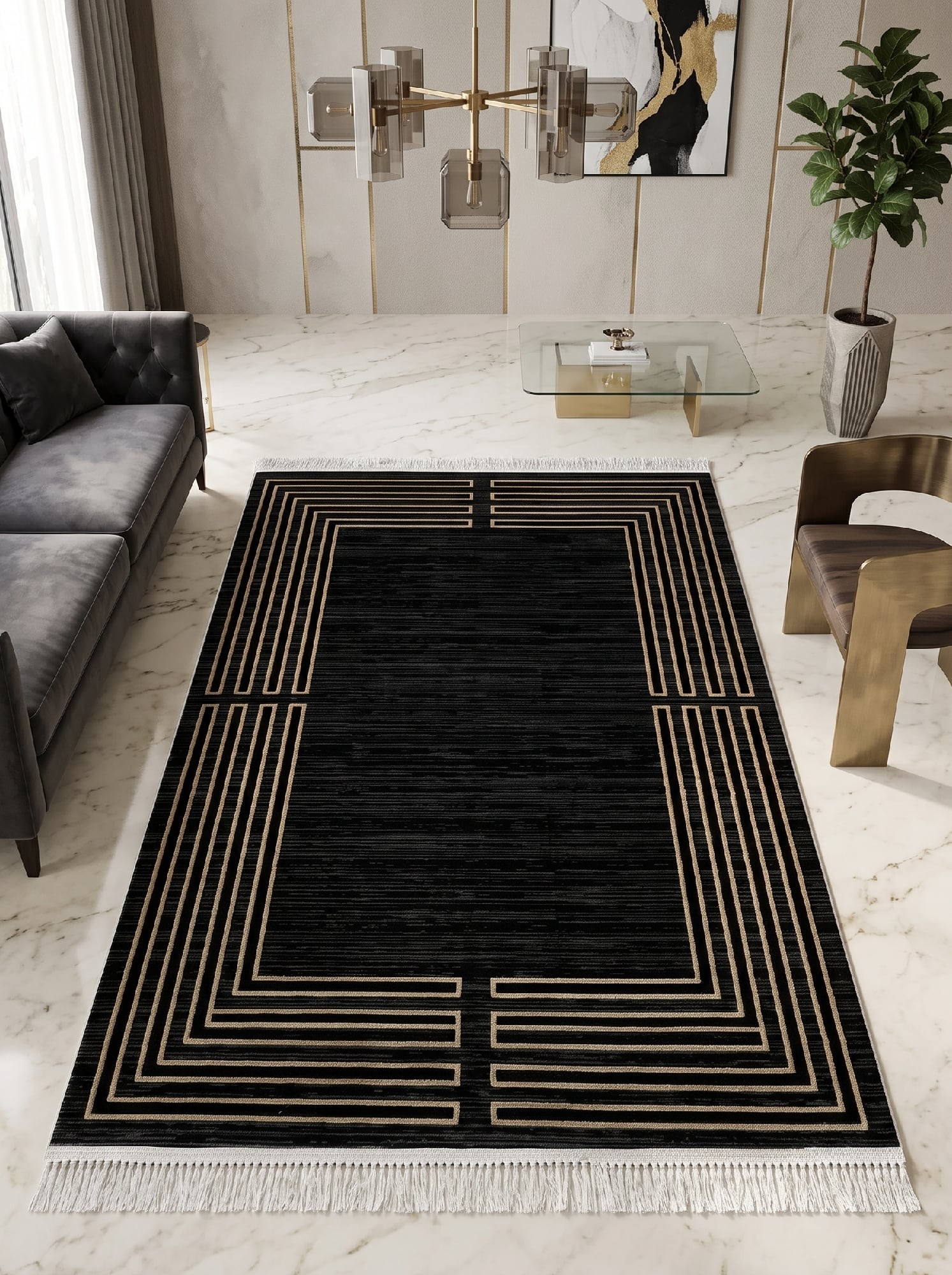 Акриловий килим Taboo Plus dg61c black-gold