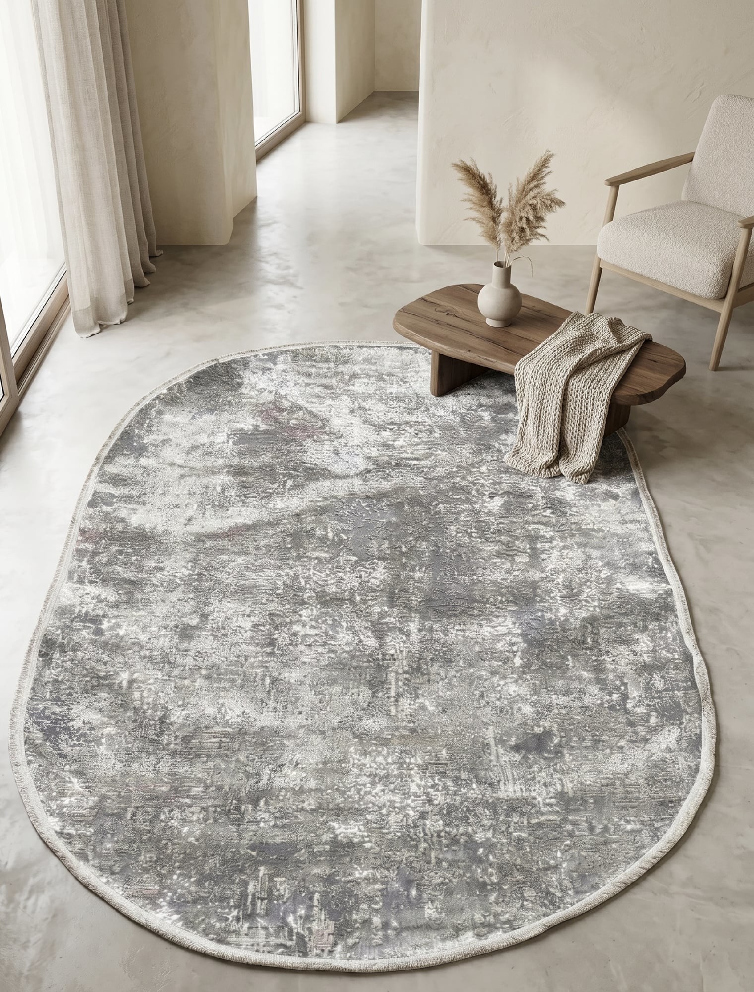 Килим Voyage 1658b grey-blue овал