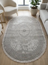 Синтетические ковры Levado 08098A L.Grey/Beige овал